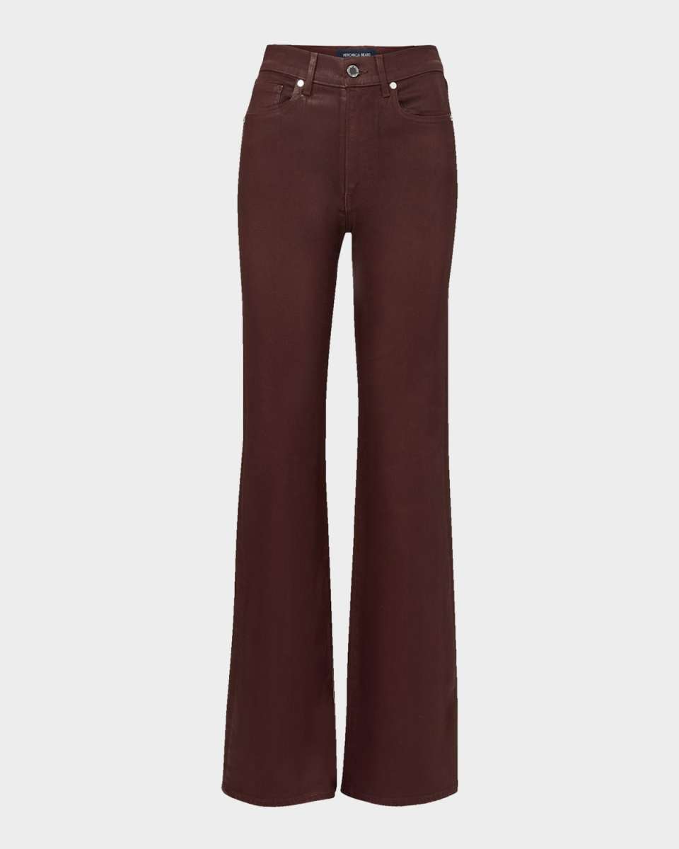 Crosbie Coated Slim Wide-Leg Jeans